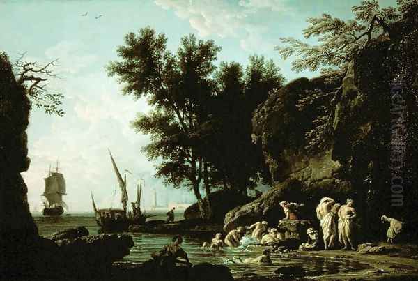 Nymphs bathing in the morning Oil Painting by Claude-joseph Vernet