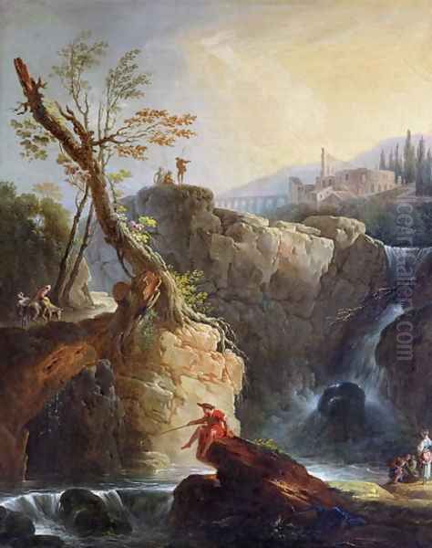 The Waterfall, 1773 Oil Painting by Claude-joseph Vernet