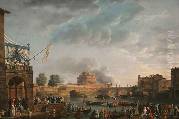 A Sporting Contest on the Tiber at Rome Oil Painting by Claude-joseph Vernet