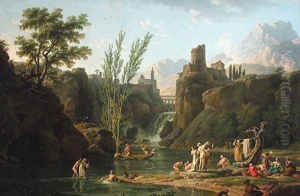 The morning, the bathers Oil Painting by Claude-joseph Vernet