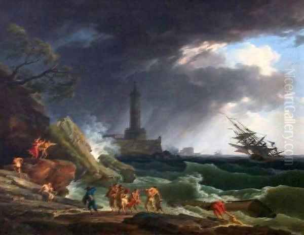 A Storm on a Mediterranean Coast 2 Oil Painting by Claude-joseph Vernet