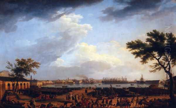 First view of the port of Toulon, for the Port-Neuf taken at the corner of Park artillery Oil Painting by Claude-joseph Vernet