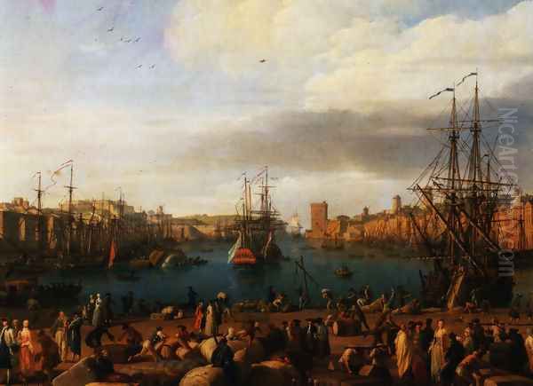 Inside the port of Marseilles Oil Painting by Claude-joseph Vernet