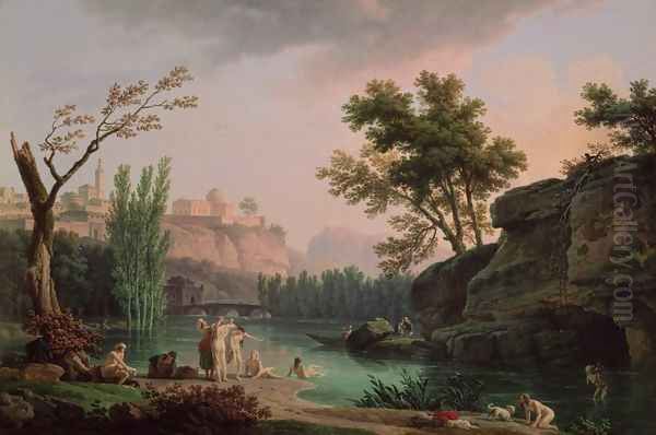 Summer Evening, Landscape in Italy Oil Painting by Claude-joseph Vernet