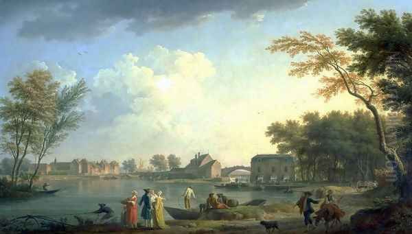 View of the Seine at Nogent-sur-Seine Oil Painting by Claude-joseph Vernet