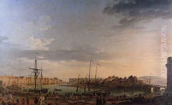 View from the port of Dieppe Oil Painting by Claude-joseph Vernet