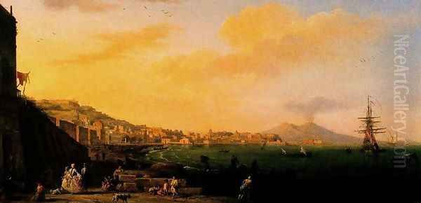 View of Naples with Vesuvius Oil Painting by Claude-joseph Vernet