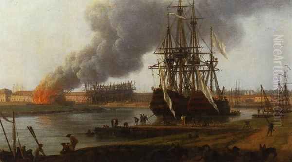 Second sight of the port of Bordeaux, detail Oil Painting by Claude-joseph Vernet