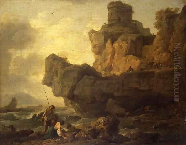 Rocks on a Seashore Oil Painting by Claude-joseph Vernet