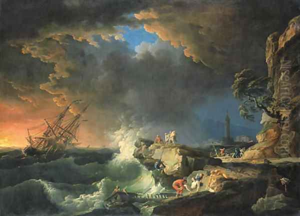 Le Vaisseau submerge Oil Painting by Claude-joseph Vernet