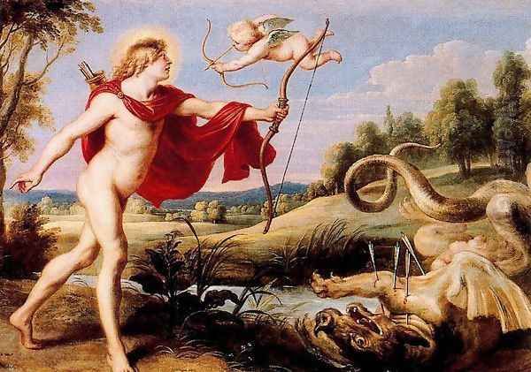 Apollo and the python snake Oil Painting by Cornelis De Vos