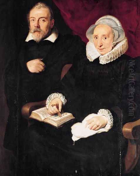 Portrait of Elisabeth Mertens and Her Late Husband c. 1630 Oil Painting by Cornelis De Vos