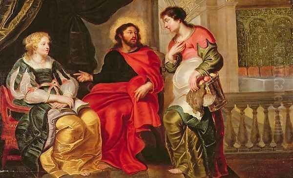 Christ in the House of Mary and Martha Oil Painting by Cornelis De Vos