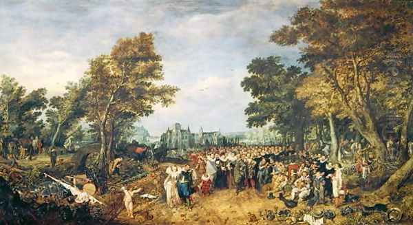 Allegory of the Truce of 1609 between the Netherlands and Spain, 1616 Oil Painting by Adriaen Pietersz. Van De Venne