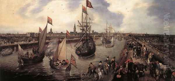 The Harbour of Middelburg 1625 Oil Painting by Adriaen Pietersz. Van De Venne