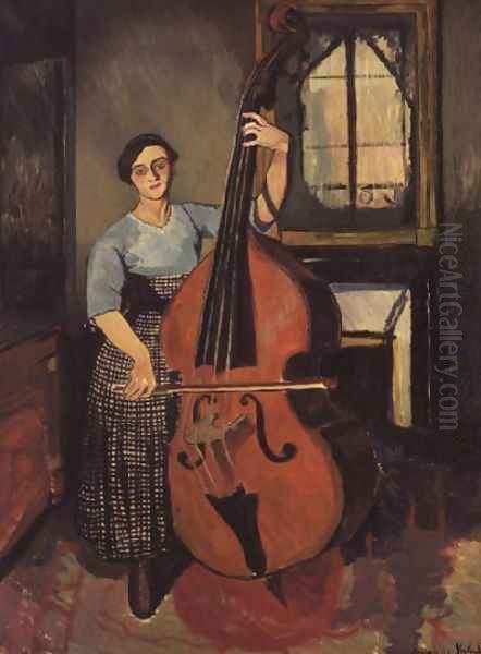 Woman with a Double Bass, 1908 Oil Painting by Suzanne Valadon