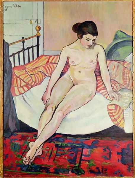 Nude with a Striped Blanket, 1922 Oil Painting by Suzanne Valadon