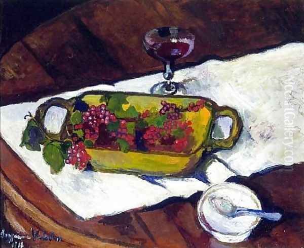 Still Life Grapes Oil Painting by Suzanne Valadon