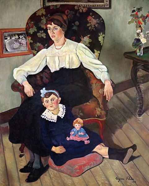 Portrait of Marie Coca and her Daughter, 1913 Oil Painting by Suzanne Valadon