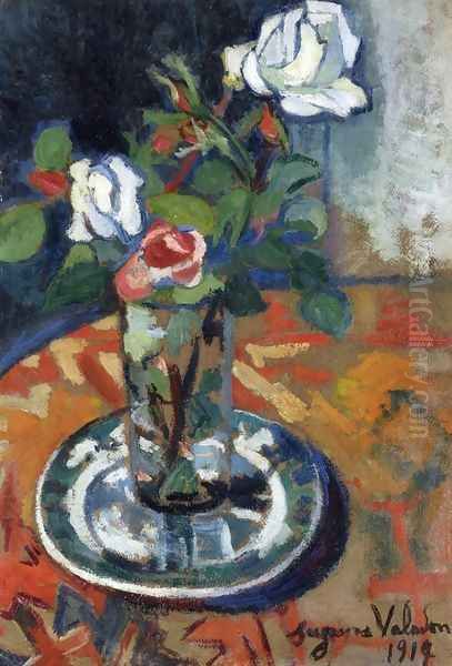 Roses in a Vase Oil Painting by Suzanne Valadon