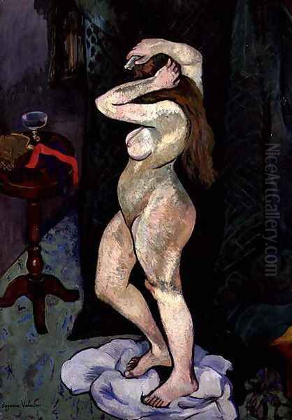 Nude Arranging her Hair, c.1916 Oil Painting by Suzanne Valadon