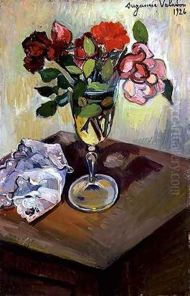 Roses in a Glass, 1926 Oil Painting by Suzanne Valadon