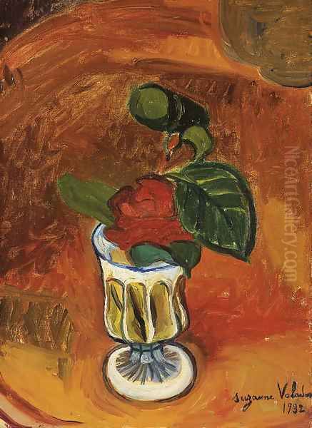 Rose dans un vase Oil Painting by Suzanne Valadon