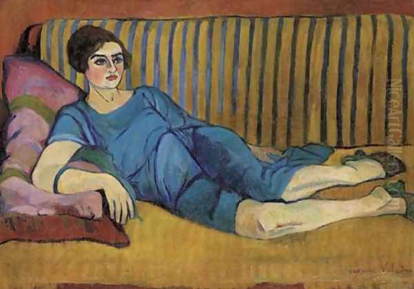 Femme allongee sur un canape Oil Painting by Suzanne Valadon