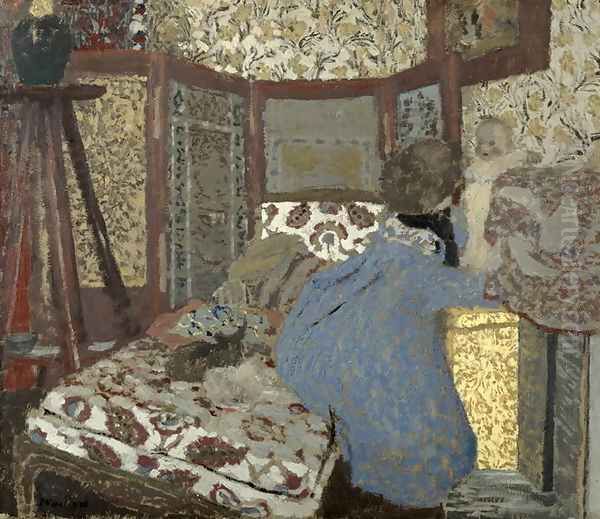 Woman in Blue with a Child, c.1899 Oil Painting by Jean-Edouard Vuillard