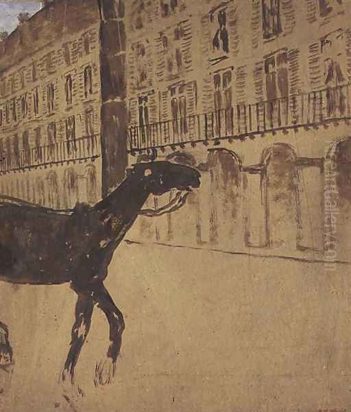 A Horse on the Rue de Rivoli Oil Painting by Jean-Edouard Vuillard