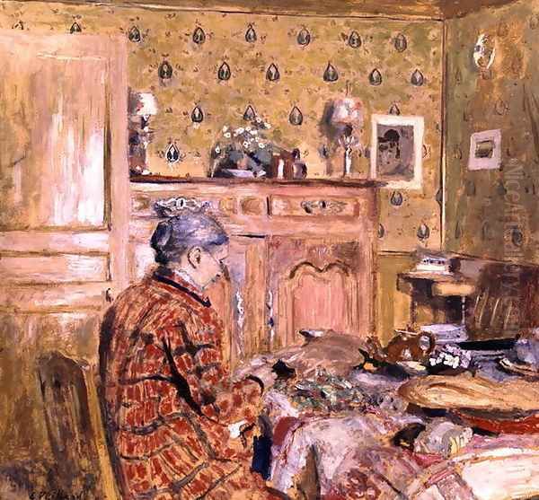 The Artist's Mother Taking Breakfast, 1899-1904 Oil Painting by Jean-Edouard Vuillard