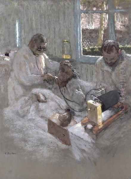 The Cardiologist Henri Vaquez (1860-1936) and his Assistant, Doctor Parvu, at la Pitie, c.1918-21 Oil Painting by Jean-Edouard Vuillard