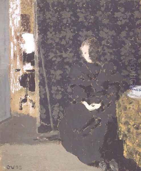 Seated woman with a cup of coffee, 1893 Oil Painting by Jean-Edouard Vuillard