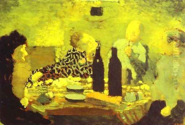 The Family After the Meal or The Green Diner (La Famille apres le repas ou Le Diner vert) 1891 Oil Painting by Jean-Edouard Vuillard