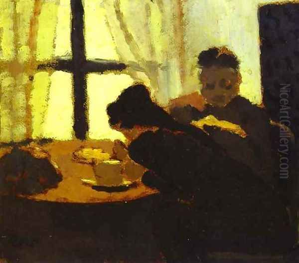 The Breakfast near the Window (Le Petit Dejeuner devant la fenetre) c. 1892 Oil Painting by Jean-Edouard Vuillard