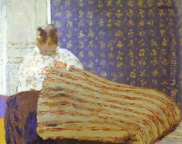 Mrs Vuillard Sewing (Madame Vuillard cousant) 1893 Oil Painting by Jean-Edouard Vuillard