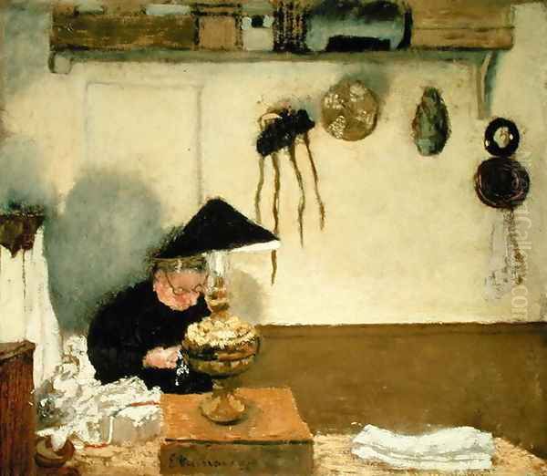 Madame Vuillard Sewing Oil Painting by Jean-Edouard Vuillard