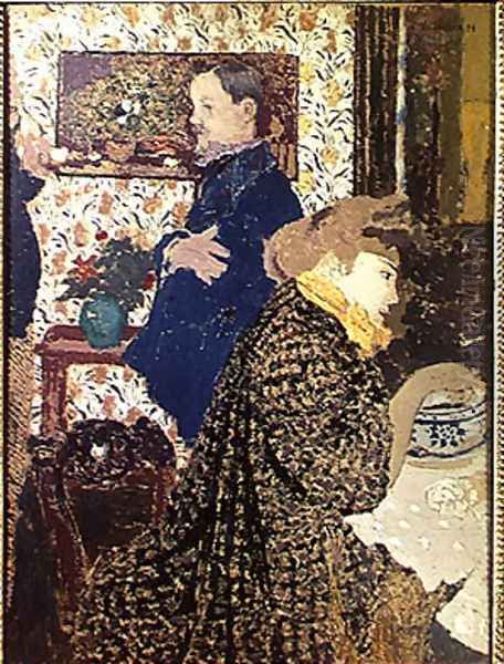 Valloton and Misia in the Dining Room at Rue Saint-Florentin, 1899 Oil Painting by Jean-Edouard Vuillard