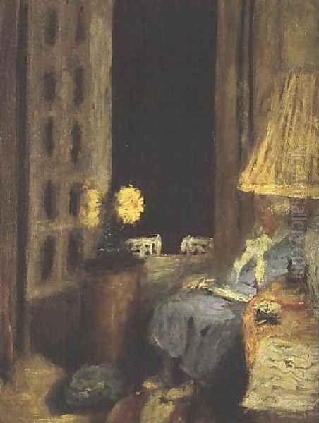 Femme lisant, le soir Oil Painting by Jean-Edouard Vuillard