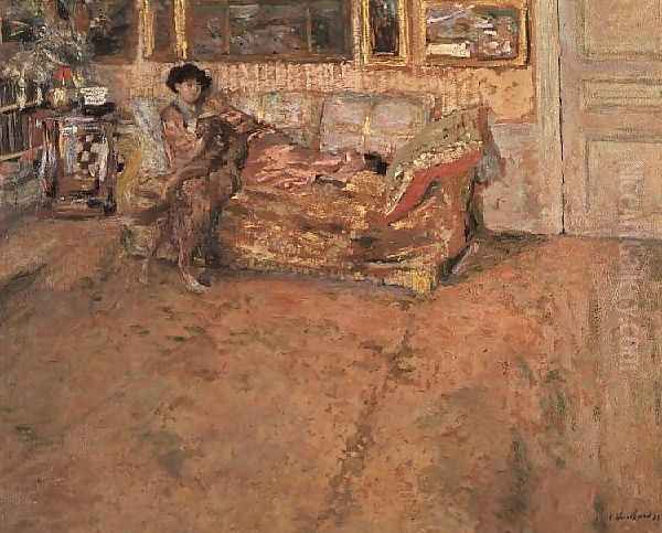 Interior with Madame Hessel and her Dog, 1910 Oil Painting by Jean-Edouard Vuillard