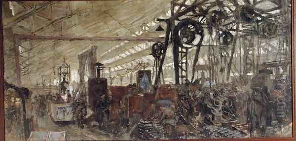 Interior of a Munitions Factory: The Forge, 1916-17 Oil Painting by Jean-Edouard Vuillard