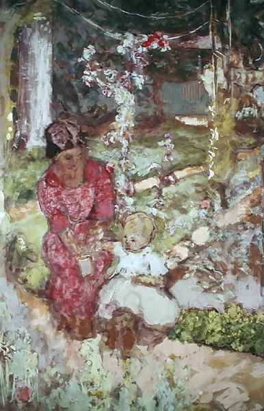 Woman with child in a garden, 1918 Oil Painting by Jean-Edouard Vuillard