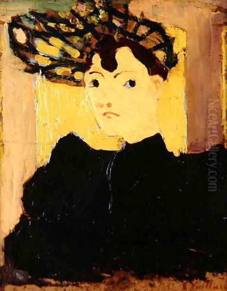 Woman in a Green Hat, c.1890 Oil Painting by Jean-Edouard Vuillard