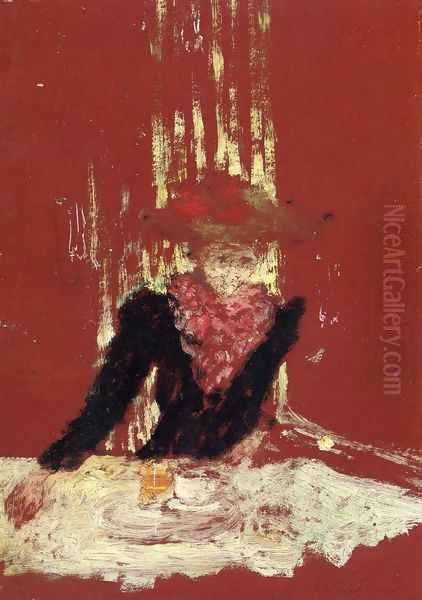 Woman with a Cup of Coffee Oil Painting by Jean-Edouard Vuillard