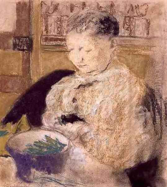 Madame Vuillard Podding Peas, 1905 Oil Painting by Jean-Edouard Vuillard