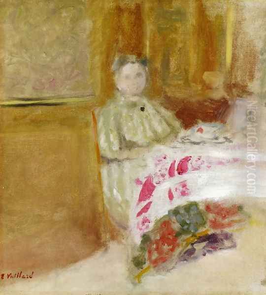 Madame Vuillard at Table I Oil Painting by Jean-Edouard Vuillard