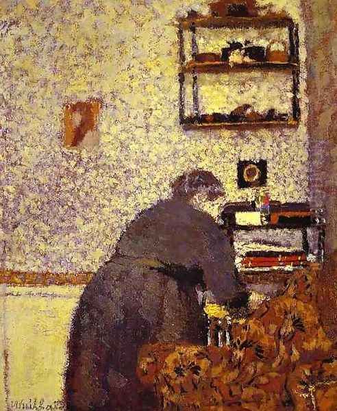 Old Woman in Interior-La vielle femme dans un intérieur. c. 1893 Oil Painting by Jean-Edouard Vuillard