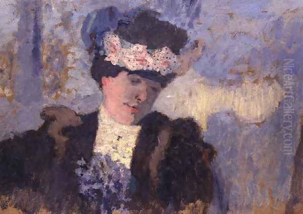 Madame Hessel wearing a Hat decorated with Flowers, c.1905 Oil Painting by Jean-Edouard Vuillard