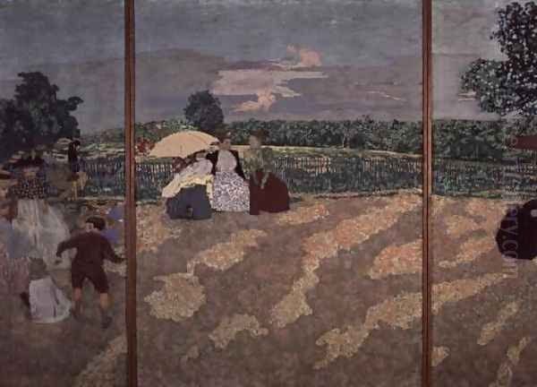 The Public Gardens: The Nurses, The Conversation and The Red Umbrella, 1894 Oil Painting by Jean-Edouard Vuillard