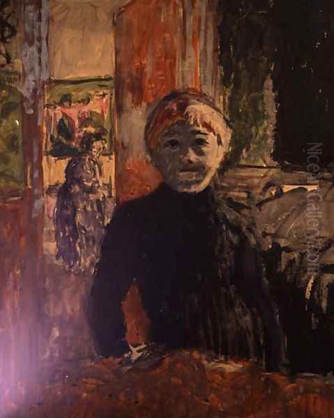 Woman in an Interior Oil Painting by Jean-Edouard Vuillard